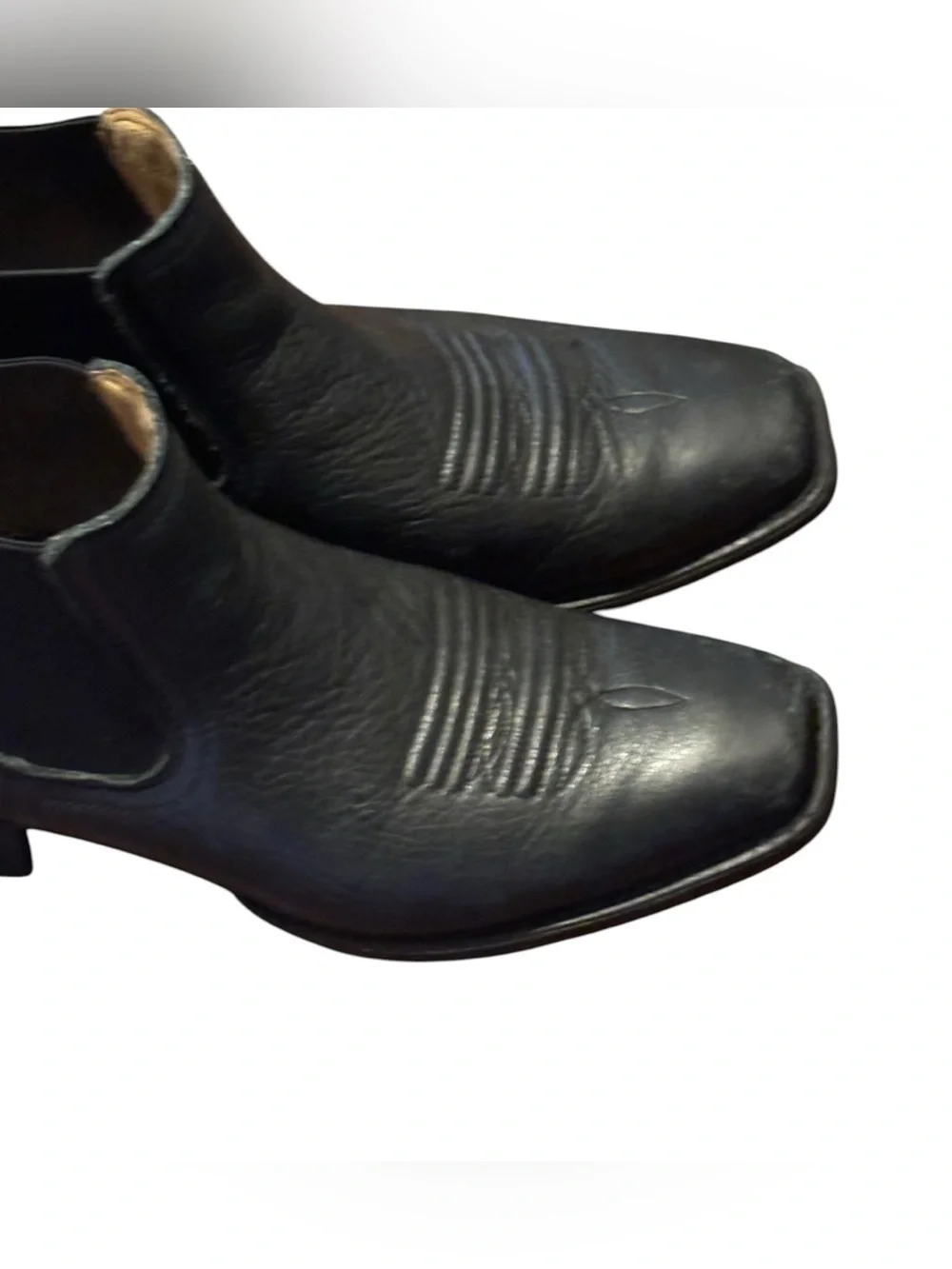 Ariat Booker Ultra Leather Western Chelsea Boots Square Toe Black -Men’s 10 D - Picture 12 of 15